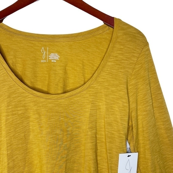 JOIE NWT Scoop Neck Modal Cotton Long Sleeve Top Size Medium in Heather Mustard - Picture 5 of 13